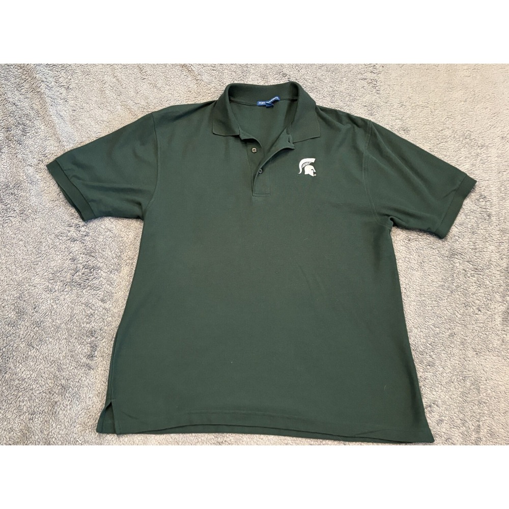 Port Authority Michigan State Spartans Polo Shirt Mens Large Logo Green